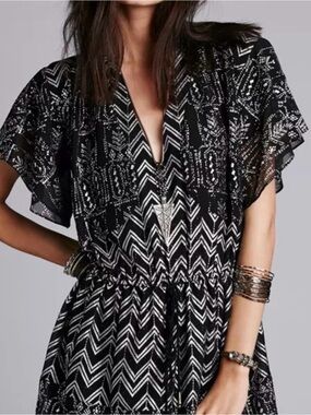 Free People Love My Chaos mini dress in black and silver